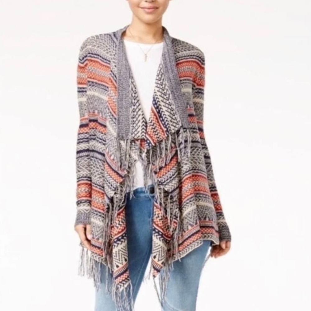 Almost Famous Womans Open Drap Boho Cardigan Size S